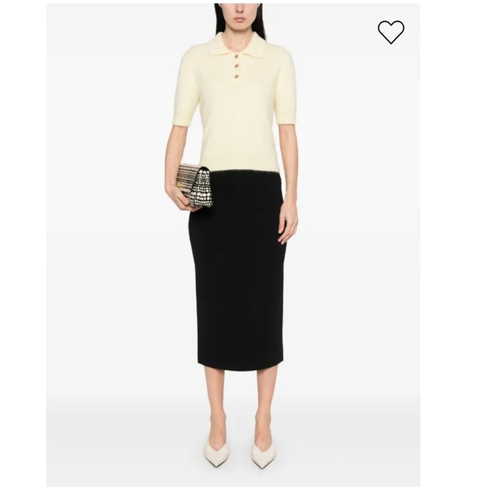 Max Mara Black Ribbed Midi Skirt Size 6